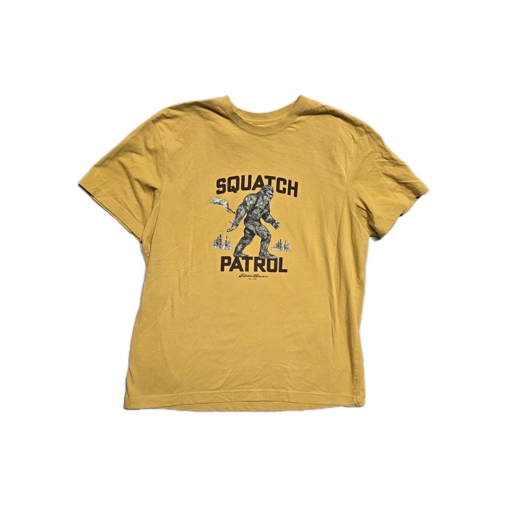 Eddie Bauer Graphic T-Shirt‎ - Squatch Patrol Mustard Yellow Large